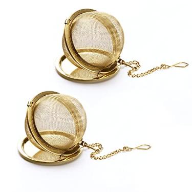 Imagem de Infusor de chá - bola de chá de malha de aço inoxidável, infusores de chá premium para chá solto, filtros de chá, difusor de intervalo com gancho de corrente estendido para chá e especiarias e temperos (2 peças)