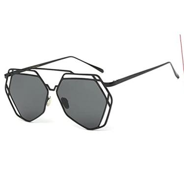 Imagem de Óculos de sol feminino grande espelho hexágono super amantes hippie uv400 oco óculos de sol feminino, 1, tamanho único