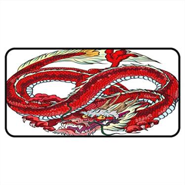 Imagem de Tapetes de cozinha vermelho China dragão área de cozinha tapetes e tapetes antiderrapante tapete de cozinha tapetes de porta de entrada laváveis para chão de cozinha escritório em casa pia lavanderia interior exterior 101,6 x 50,8 cm