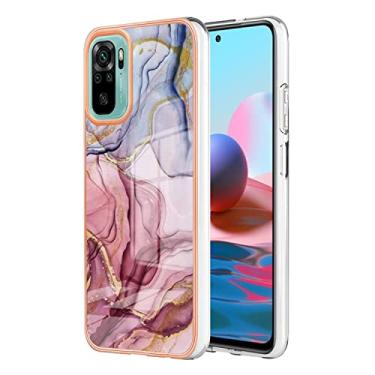 Imagem de Capas de armadura de mármore bonitas compatíveis com Xiaomi Redmi Note 10 10S capas de silicone moldura de simplicidade anti-queda proteção à prova de choque capa traseira (1, Redmi Note 10)