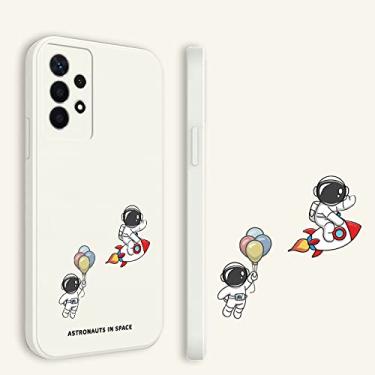 Imagem de Para Samsung Galaxy A23 Case Astronaut Square Liquid Silicone Matte Soft Shockproof Bumper Phone Cases, White2, para Samsung A23