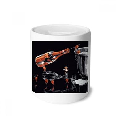 Imagem de DIYthinker Porta-moedas de cerâmica para decoração de balde de gelo, porta-moedas para presente