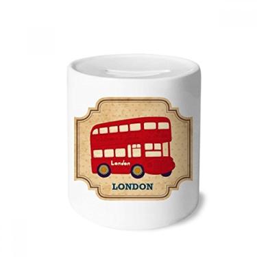 Imagem de Carimbo de ônibus de Londres Reino Unido Caixa de moedas de cerâmica Porta-moedas Presente de cofrinho