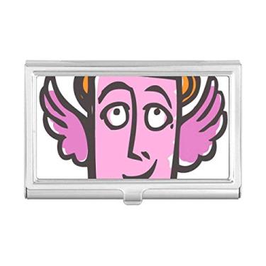 Imagem de Angel Abstract Face Sketch Happy Porta-cartão de visita Carteira de bolso