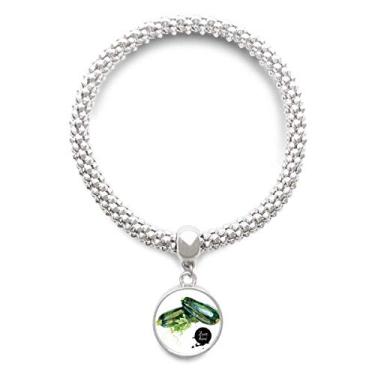 Imagem de DIYthinker Zucchini Pulseira de prata com pingente de aquarela saudável saborosa com vegetais e corrente ajustável