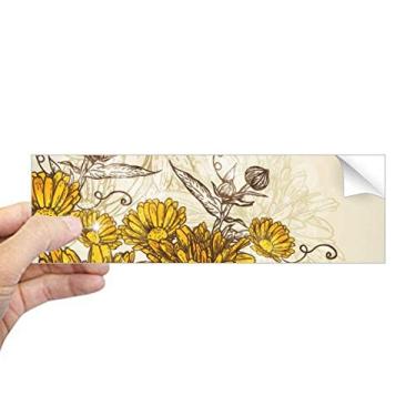 Imagem de DIYthinker Adesivo retangular de flor de crisântemo amarelo, decalque de janela para notebook