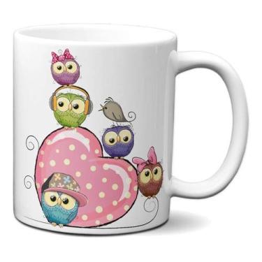 Imagem de Caneca Corujas Coração Amor Presente Criativo