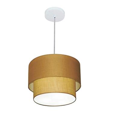 Imagem de Lustre Pendente Duplo Cúpula Tecido 25/30x25, Vivare Iluminação, Pendente4161 LPLP, Palha, Pequeno