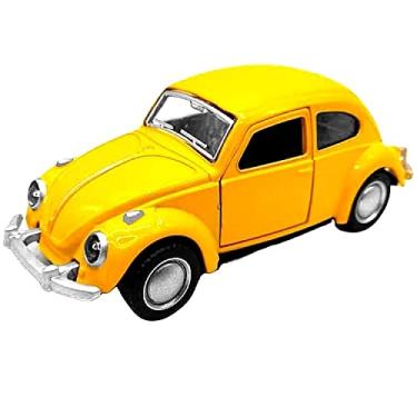 Imagem de Fusca Miniatura Carrinho de Ferro com Abertura das Portas e Pneu de Borracha Fusquinha de Brinquedo (Amarelo)