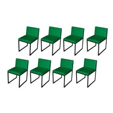 Imagem de Kit 8 Cadeiras De Jantar Metálica Preto Com Suede Vittar - Móveis Mafe