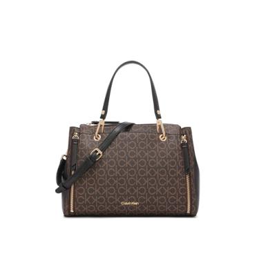 Imagem de Calvin Klein Bolsa feminina Reyna Novelty, Marrom/cáqui/preto linear, One Size