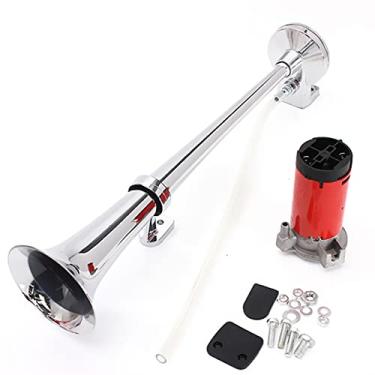 Imagem de Buzina de ar super alta 12 V bomba de buzina de ar universal alto carro caminhão veículo trem motocicleta sirene buzina multitons claxon buzinas claxon compressor de ar kit de buzinas de trem (cor: buzina e compressor)