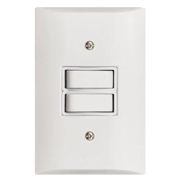 Imagem de Interruptor Simples 2 Teclas 10A Com Placa Espelho Branco Bivolt 127v e 250v
