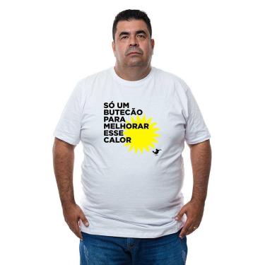 Imagem de Camiseta Masculina Plus Size Algodao Frase Só Butecao Para Melhorar Calor Com Abridor de Garrafas