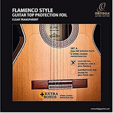 Imagem de Ortega Guitars Placa de proteção contra arranhões Flamenco Full Top com folha de mudanç...