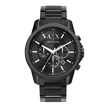 Imagem de Armani Exchange Relógio social masculino de aço inoxidável com cronógrafo, Aço preto, Relógio de quartzo
