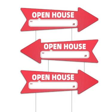 Imagem de Sinais Open House Red Arrow Yard com estacas - 40,6 x 12,7 cm dupla face, placas de imóveis, placas de setas direcionais de venda de propriedade, à prova de clima (3)