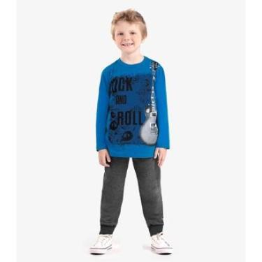 Imagem de Conjunto Camiseta Manga Longa E Calça Rovi Kids Azul-Masculino