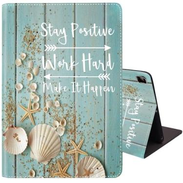 Imagem de Capa para iPad de 9,7 polegadas 2017/2018, iPad 5/6, iPad Air 1/2, capa com suporte ajustável em vários ângulos, capa inteligente com despertar/hibernar automático - mantenha o trabalho positivo e