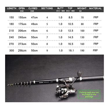 Imagem de Varas de pesca giratórias telescópicas FRP vara de pesca para barco de viagem de água salgada portátil vara de carpa ultraleve 1,5 m 1,8 m 2,1 m 2,4 m 2,7 m 3,0 m vara de pesca telescópica (cor: 1, tamanho: 1,8 m)