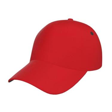 Imagem de Boné de beisebol de sarja com ajuste de tamanho ajustável boné de perfil baixo para homens mulheres cor sólida vermelho, Preto, One Size-Large