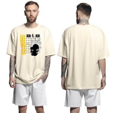Imagem de Camisa Camiseta Oversized Streetwear Genuine Grit Masculina Larga 100% Algodão 30.1 Stay Arrogant - Bege - M