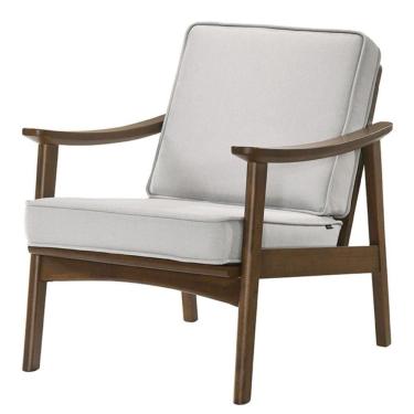 Imagem de  Poltrona Amy Rivattis Estofado Linho Cru Base Madeira