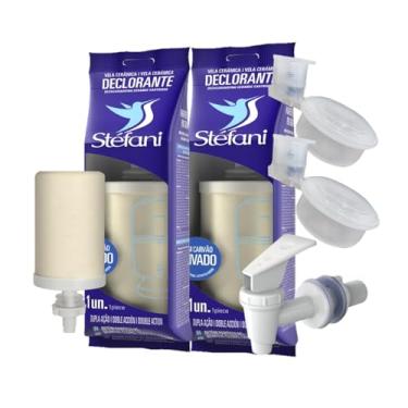 Imagem de Kit 2 Velas Carvão Ativado Stefani São João Para filtro + Torneira Clic + 2 Boias Para Filtros De Barro E Filtros Gravidade Super Oferta (KIT COM TORNEIRA BRANCA)