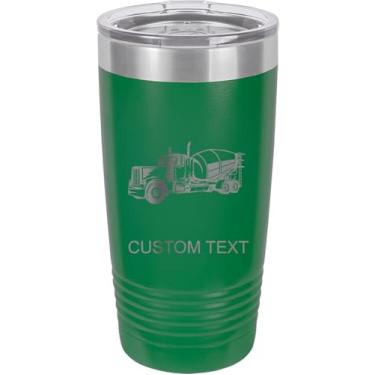 Imagem de Caminhão betoneira 590 ml copo de aço inoxidável isolado a vácuo personalizado de parede dupla gravado a laser personalizado, caneca de café, personalizado, verde