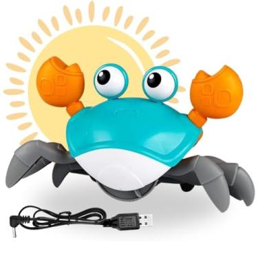 Imagem de Caranguejo Fujão Recarregavel - Pega Caranguejo a Bateria - Brinquedo Divertido com Música e Luzes que Anda e Evita Obstáculos com Sensor para o Desenvolvimento do seu Bebê - Linha Premium