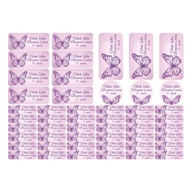 Imagem de Adesivo Etiqueta Escolar Personalizado Vinil Borboleta 50 UN