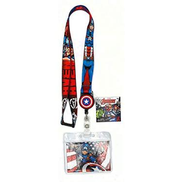Imagem de Marvel 68844 Captain America Lanyard with Zip Lock Card Holder, Multi Color, 3"