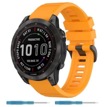 Imagem de Nacorulu Pulseira de silicone compatível com Garmin Fenix 5/Fenix 6/Fenix 7, 22 mm para Fenix 5 Plus/Fenix 6 Pro/Fenix 7 Pro/Forerunner 935 (amarela)