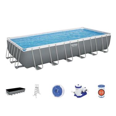 Imagem de Piscina Estrutural Retangular 30045L Com Capa, Escada e Filtr