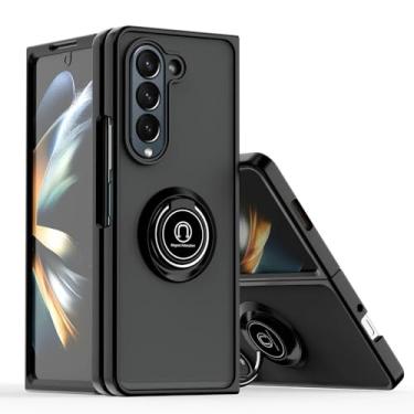 Imagem de Capa com suporte giratório para Samsung Z Fold 6 Fold 5 4 3 Galaxy Z Fold 5 4 3 Fold6 Capa de anel de dedo, preta, para Z Fold 6