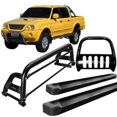 Imagem de Kit Quebra Mato Estribo Santo Antônio H2 L200 04 Preto - HOZZ