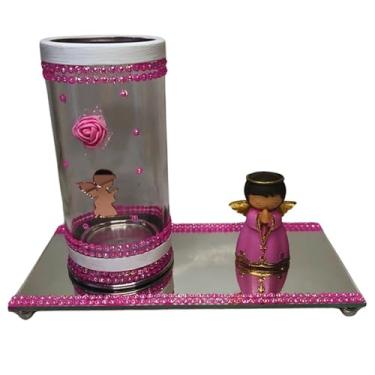 Imagem de META ATACADO, Kit Altar Porta Vela Escultura Anjo da Guarda - Selecione Cor:Anjo Guarda Criança Rosa