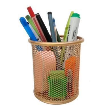 Imagem de Porta Lapis Aramado Redondo Dourado 10Cm - Markys Store