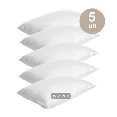 Imagem de Kit 5un Capa Travesseiro protetor Antiácaro branco c/ ziper - vida pra