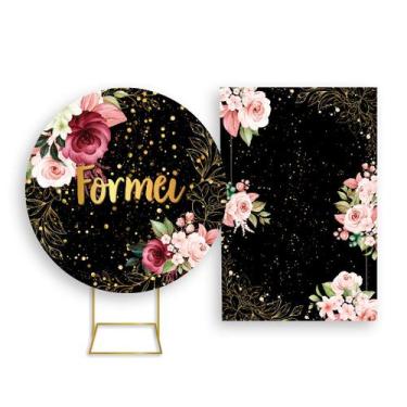 Imagem de Painel De Festa Redondo 1,50x1,50 + Painel Vertical 1,50x2,20 -  Flore