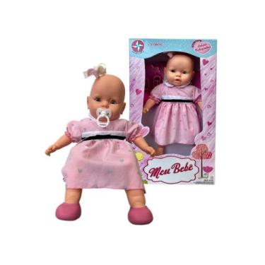 Imagem de Boneca Meu Bebe 1 Vestido Azul e Rosa Estrela, Colorido, Bebezinhos