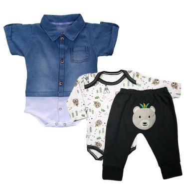 Imagem de Kit Roupa de Bebê Barato 3 Peças Menino Menina Estilosa - Koala Baby, 