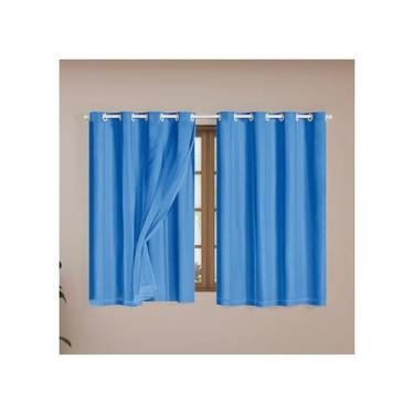 Imagem de Cortina Blackout c/ Voil PVC 100% Boqueia Corta Luz Varão 2m - Mava En