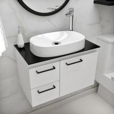 Imagem de Gabinete Armário Para Banheiro Aço 62x36 Ares Com Cuba De Apoio - BELT