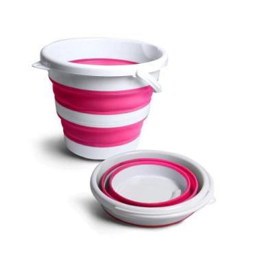Imagem de Balde Silicone Dobrável Retrátil 10 Litros - HX, Rosa