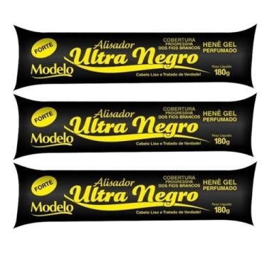 Imagem de Hene em Gel Perfumado Modelo Alisador Ultra Negro 03x180gr Preto Forte