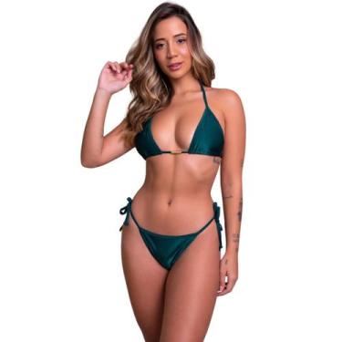 Imagem de Biquíni Cortininha Bella Fiore Fio Dental Sem Bojo Brilhoso Moda Praia