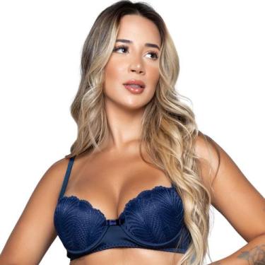 Imagem de Sutiã Com Aro WLS Modas Bojo e Renda Básico Roupa Íntima, M, Azul