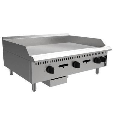 Imagem de Chapa a Gás Industrial de Mesa Venâncio Aço Inox Manual 90cm Prime 8mm
