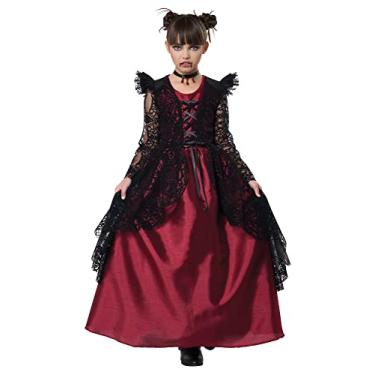 Imagem de California Costumes, Vampiro de renda gótica, infantil, grande, preto/vermelho